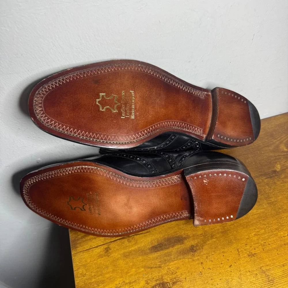 Stuart McGuire Wingtip Oxford Dress Shoes Mens Size 10 3E Wide Black Ortho Vent